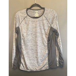 Women's Black and Gray DANSKIN One Piece Long Sleeve Top Size L (12/14) A81